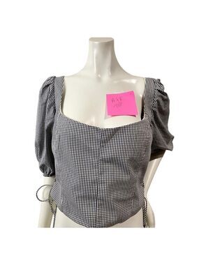 Abercrombie & Fitch Gingham Black/Gray/White Plaid Crop Top - Sz. Large (NWOT)